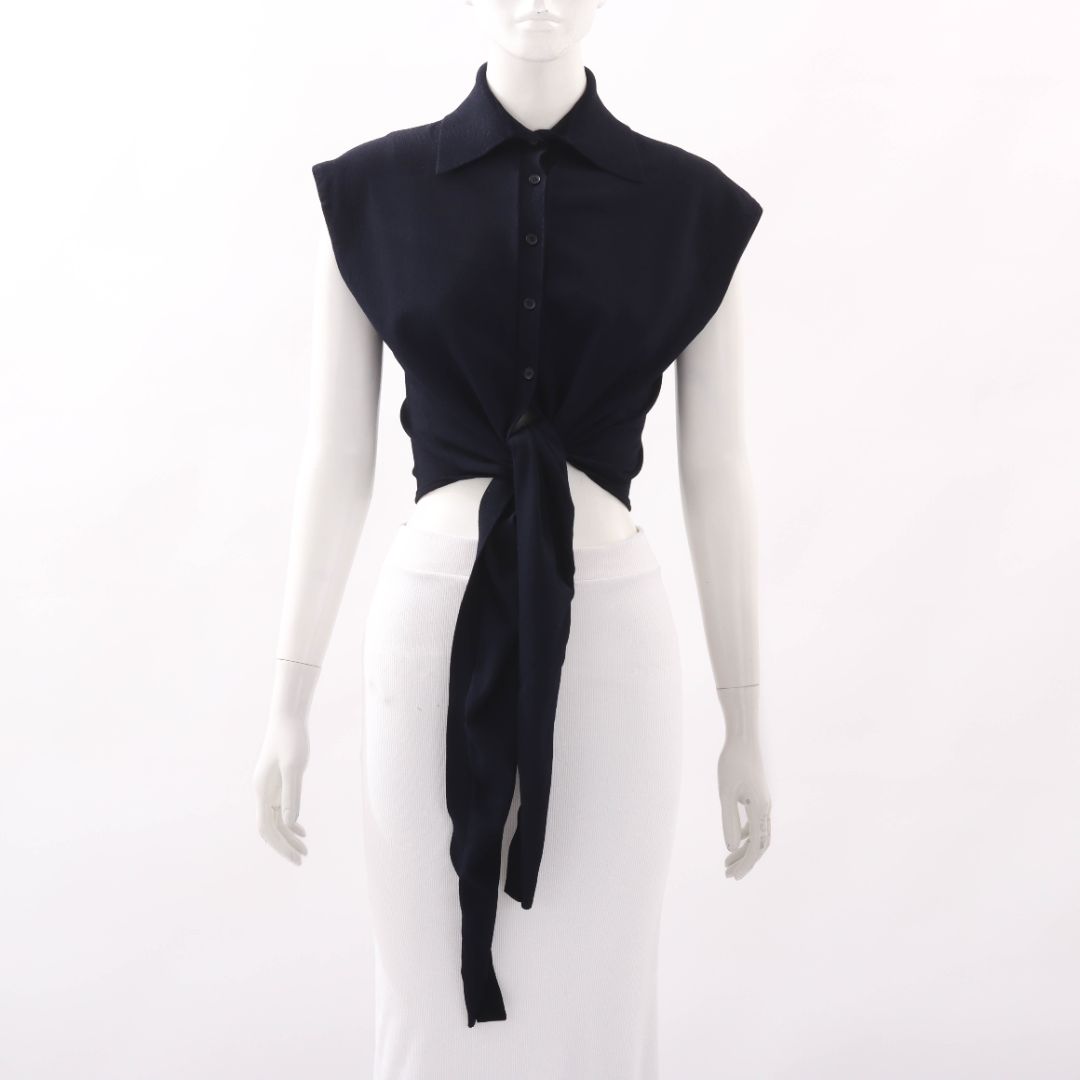 Scanlan Theodore Rib Knit Tie Front Top Size XS