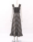 Ganni Checked Shirred Midi Dress Size 36 | AU 8
