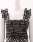 Ganni Checked Shirred Midi Dress Size 36 | AU 8