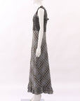 Ganni Checked Shirred Midi Dress Size 36 | AU 8