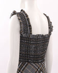 Ganni Checked Shirred Midi Dress Size 36 | AU 8