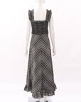 Ganni Checked Shirred Midi Dress Size 36 | AU 8