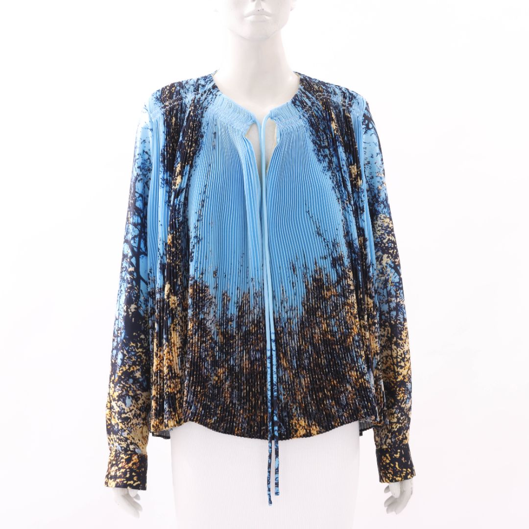 Jil Sander Abstract Print Plissee Blouse Size 36 | AU 8