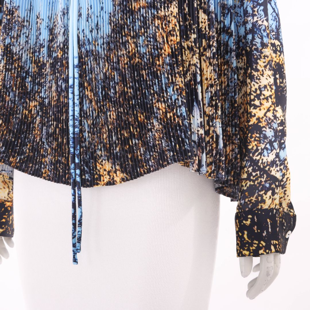 Jil Sander Abstract Print Plissee Blouse Size 36 | AU 8