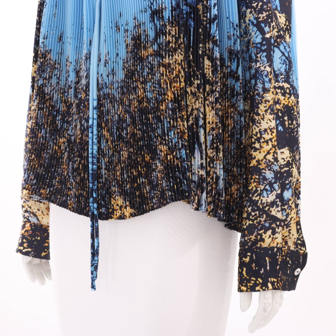 Jil Sander Abstract Print Plissee Blouse Size 36 | AU 8