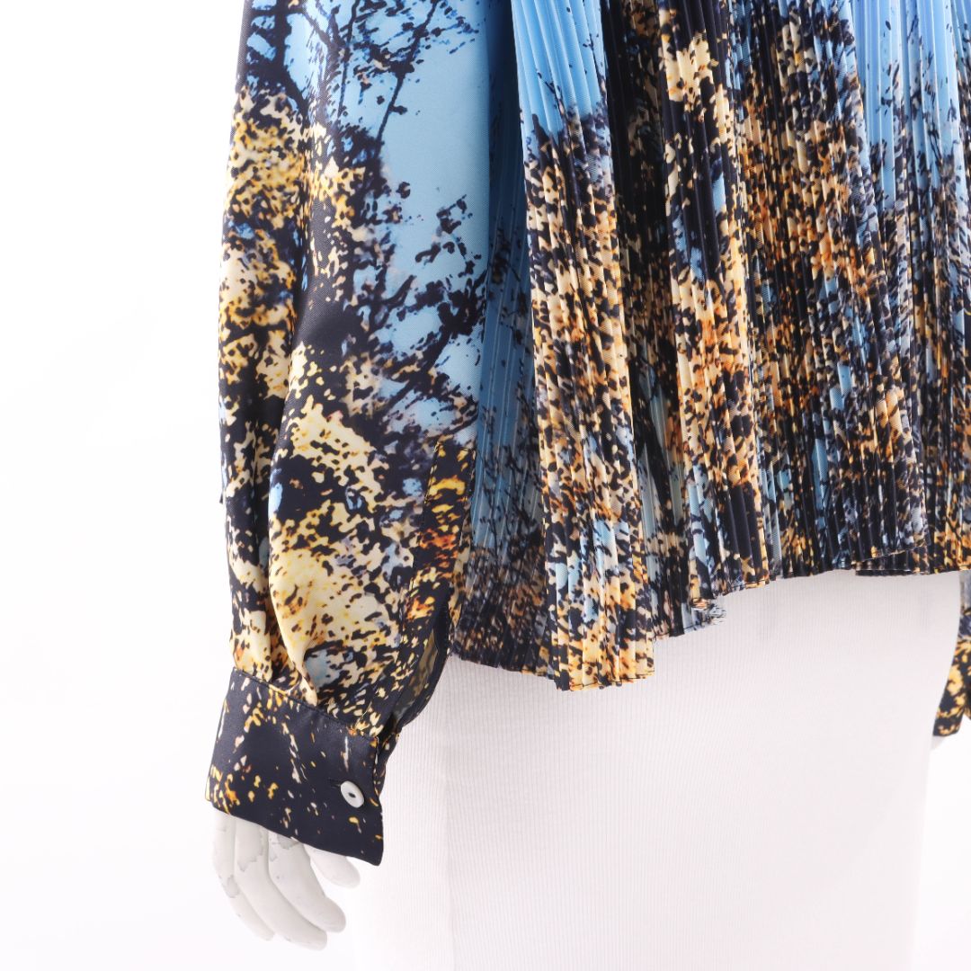 Jil Sander Abstract Print Plissee Blouse Size 36 | AU 8