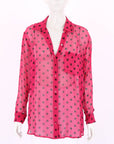 Equipment Silk Polka Dot Shirt Size Medium
