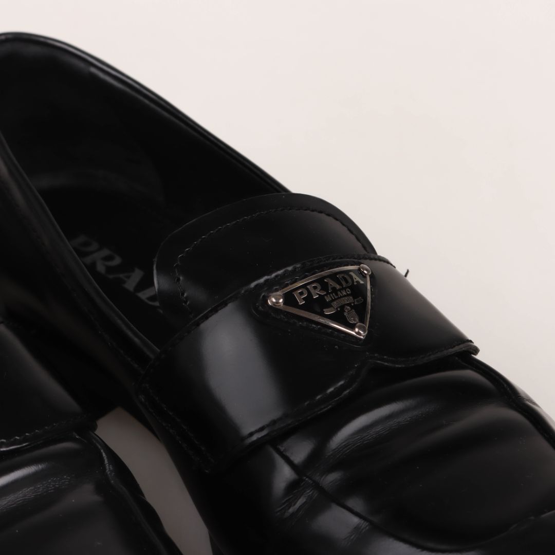 Prada Triangle Logo Leather Loafers Size 36