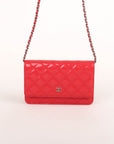 Chanel Patent Quilted Leather Wallet On Chain