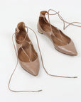 Aquazzura 'Christy' Leather Lace Up Ballet Flats Size 38.5