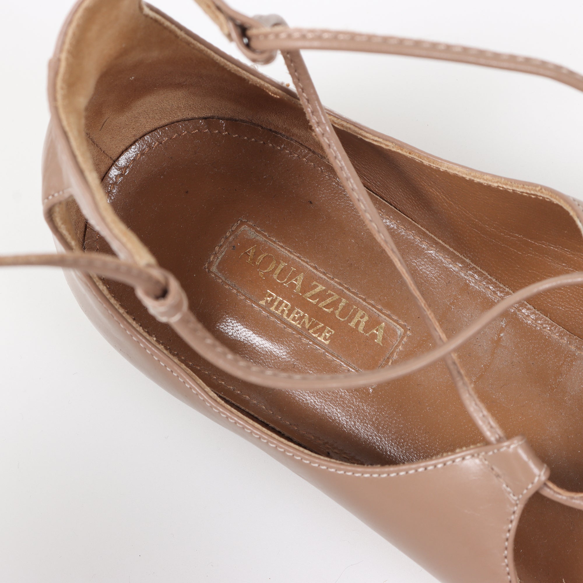 Aquazzura &#39;Christy&#39; Leather Lace Up Ballet Flats Size 38.5