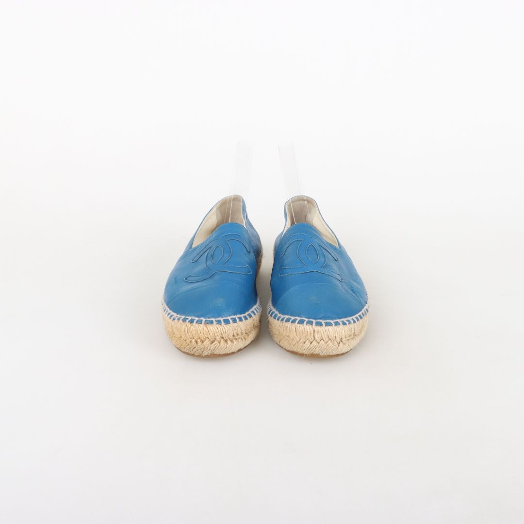 Chanel Leather CC Logo Espadrilles Size 40