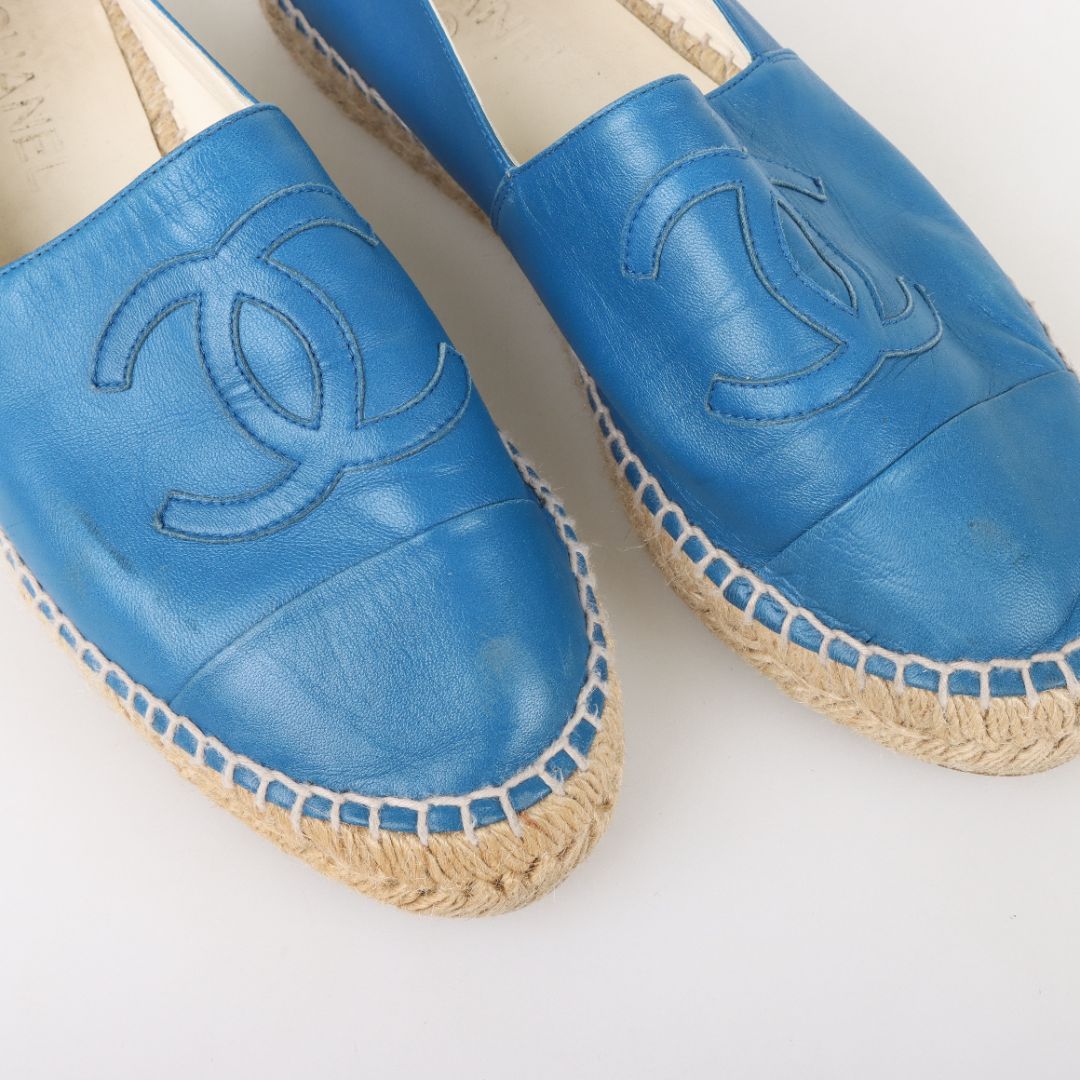 Chanel Leather CC Logo Espadrilles Size 40