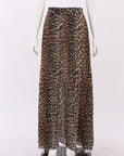 Ganni Leopard Print Pleated Georgette Maxi Skirt Size 34 | AU 6