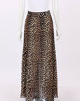 Ganni Leopard Print Pleated Georgette Maxi Skirt Size 34 | AU 6