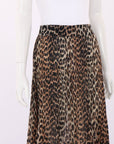 Ganni Leopard Print Pleated Georgette Maxi Skirt Size 34 | AU 6