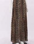Ganni Leopard Print Pleated Georgette Maxi Skirt Size 34 | AU 6