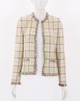 St John Collection Fringed Plaid Tweed Jacket US 4 | AU 8