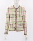 St John Collection Fringed Plaid Tweed Jacket US 4 | AU 8