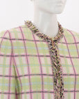 St John Collection Fringed Plaid Tweed Jacket US 4 | AU 8