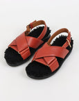 Marni Leather and Shearling 'Fussbett' Sandals Size 40.5