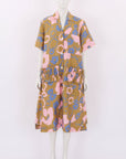 Lee Mathews Floral Linen Blend Dress Size 1