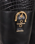 Salvatore Ferragamo Leather Embossed Riding Boots Size 6.5