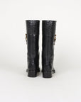 Salvatore Ferragamo Leather Embossed Riding Boots Size 6.5