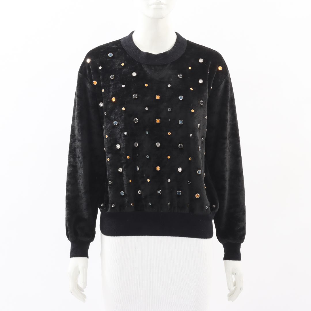 Sonia Rykiel Velvet Jewelled Sweatshirt Size Small