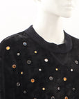 Sonia Rykiel Velvet Jewelled Sweatshirt Size Small