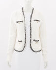 Rebecca Vallance Boucle Trim Cable Knit Cardigan Size Medium