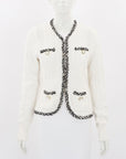 Rebecca Vallance Boucle Trim Cable Knit Cardigan Size Medium