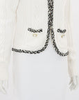 Rebecca Vallance Boucle Trim Cable Knit Cardigan Size Medium