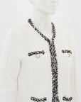 Rebecca Vallance Boucle Trim Cable Knit Cardigan Size Medium