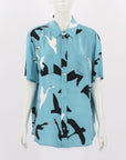 Silk Laundry Swans Silk Boyfriend Shirt Size Small