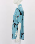 Silk Laundry Swans Silk Boyfriend Shirt Size Small