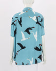 Silk Laundry Swans Silk Boyfriend Shirt Size Small