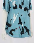 Silk Laundry Swans Silk Boyfriend Shirt Size Small