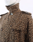 R13 Leopard Print Raglan Sleeve Trench Coat Size Small
