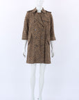 R13 Leopard Print Raglan Sleeve Trench Coat Size Small