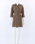 R13 Leopard Print Raglan Sleeve Trench Coat Size Small