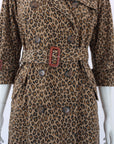 R13 Leopard Print Raglan Sleeve Trench Coat Size Small