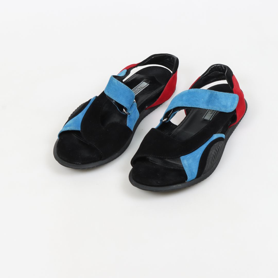 Prada Suede Asymetrical Sport Sandal Size 39.5