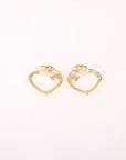 Chanel Rhinestone Heart CC Logo Earrings