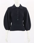 Chloe Puff Sleeve Ribbed Knit Top Size Small