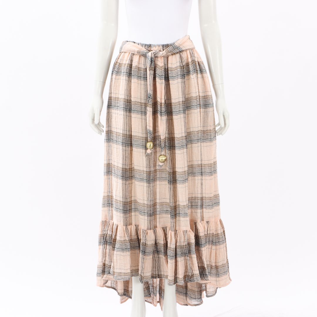 Lisa Marie Fernandez Gathered Linen Blend Maxi Skirt Size 3
