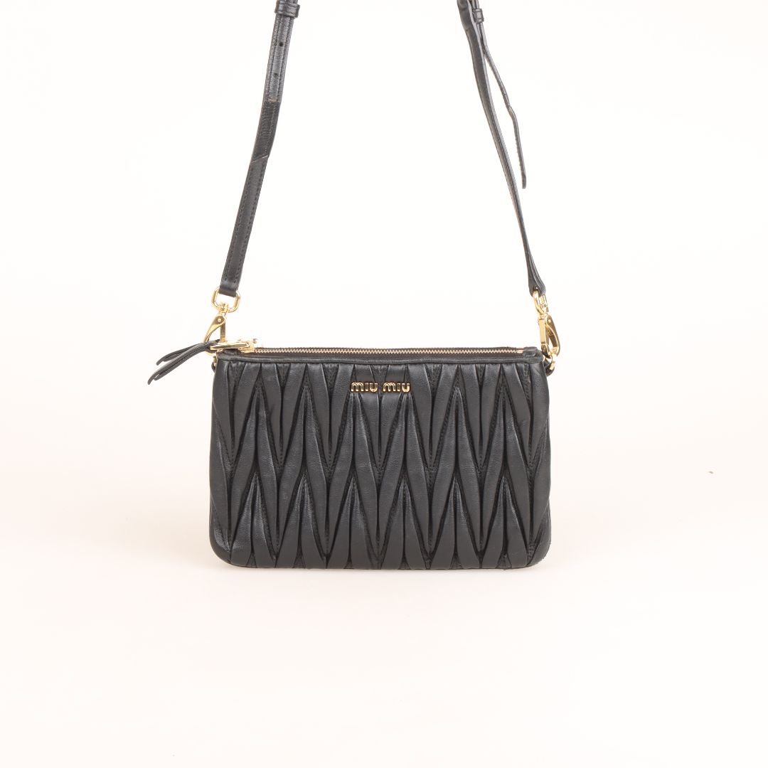 Miu Miu Matelasse Leather Double Pouch Crossbody