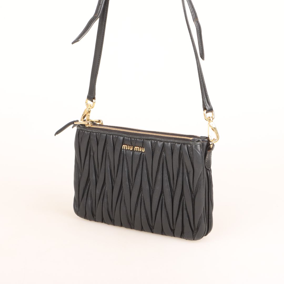 Miu Miu Matelasse Leather Double Pouch Crossbody