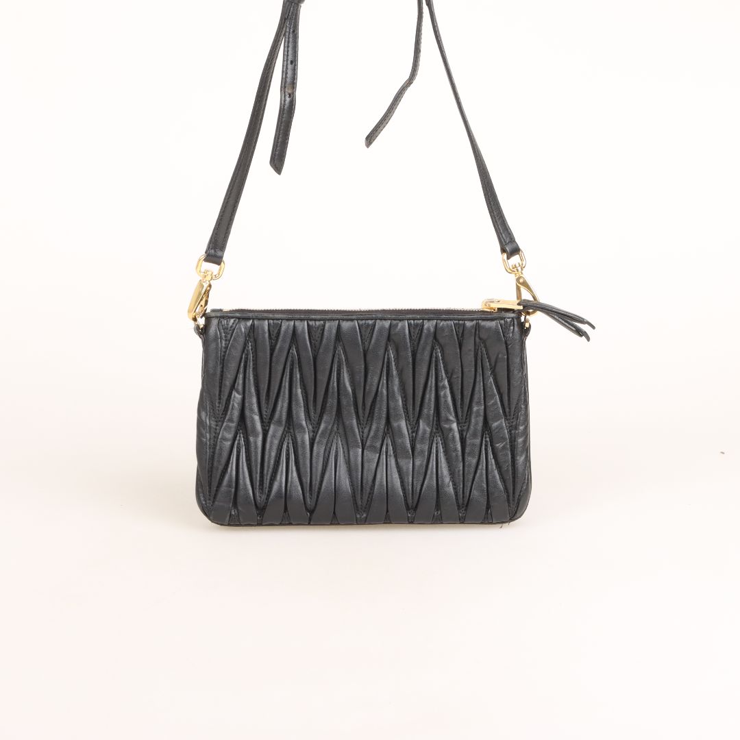 Miu Miu Matelasse Leather Double Pouch Crossbody
