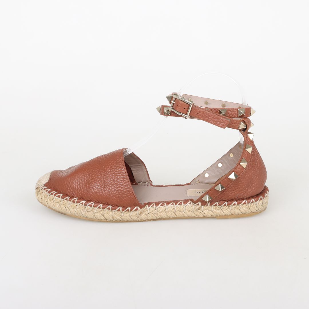 Valentino Rockstud Leather D'orsay Espadrilles Size 36